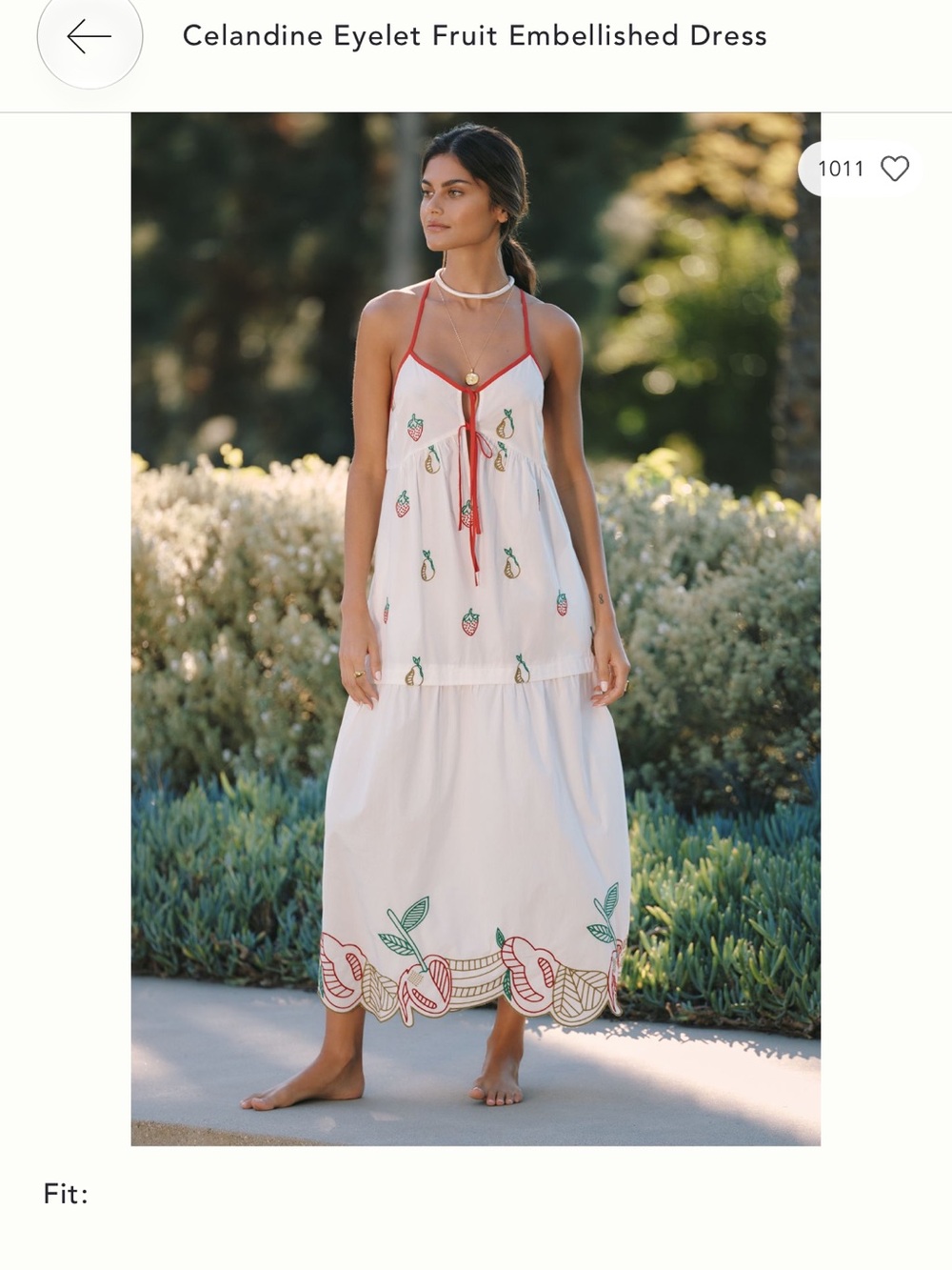 Celandine Eyelet Fruit Embellished Dress - Size XS